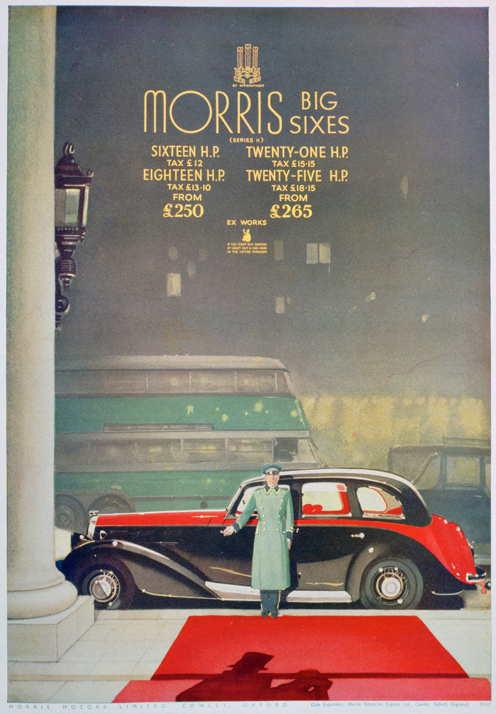 Detail of Advert for the Morris Big Six motor car by Anonymous