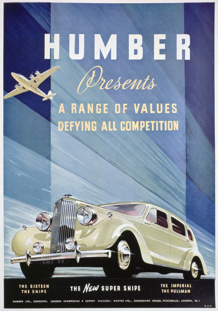 Detail of Advert for Humber motor cars by Anonymous