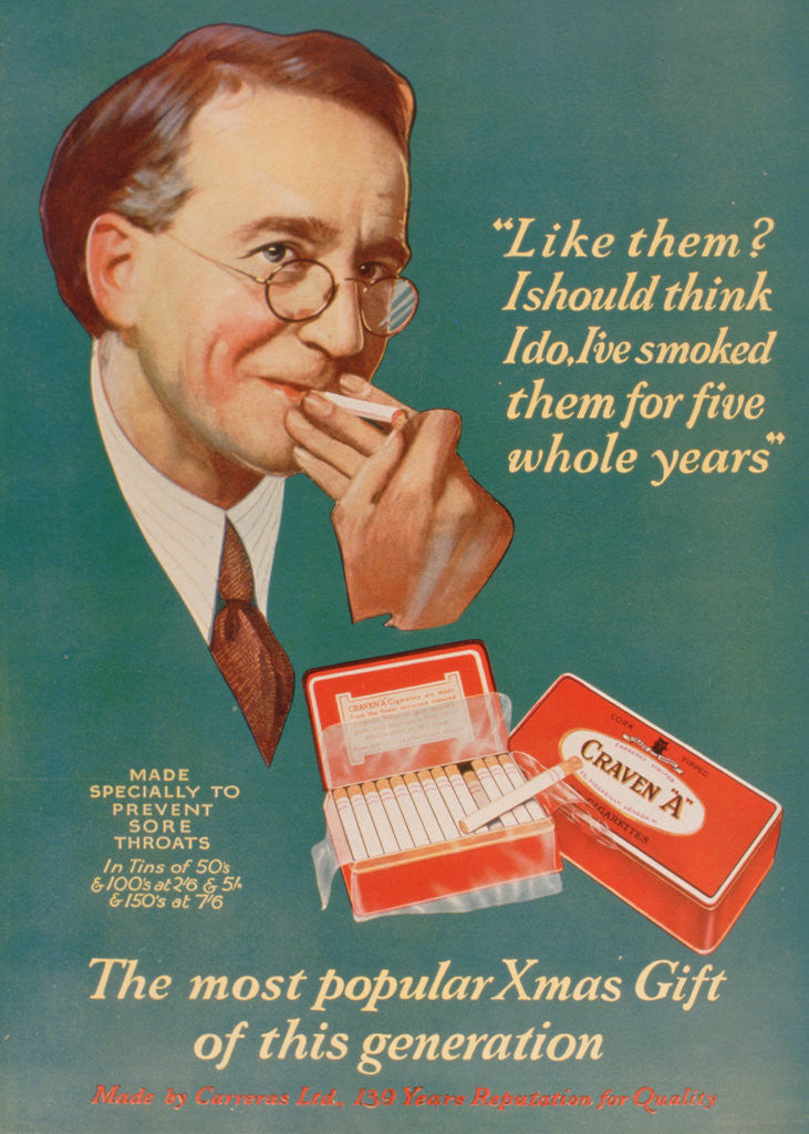 Detail of Advert for Craven 'A' cigarettes by Anonymous