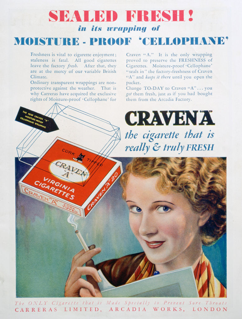 Detail of Advert for Craven 'A' cigarettes by Anonymous