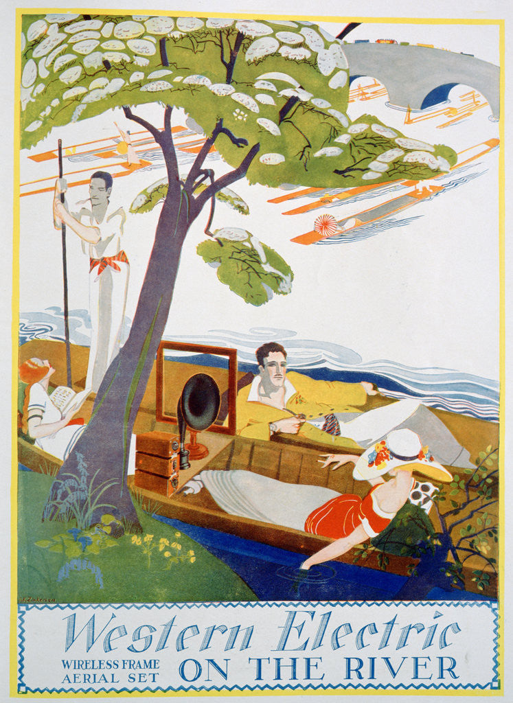 Detail of Advert for Western Electric Company wireless frame aerial sets by Anonymous