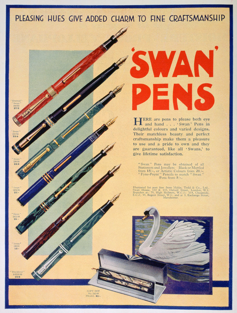 Detail of Advert for Swan pens by Anonymous