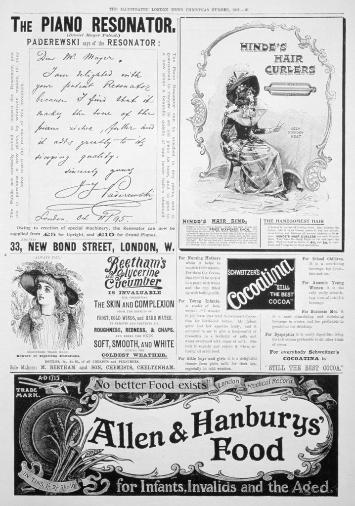 Detail of An advertising page in the Illustrated London News, Christmas number by Anonymous