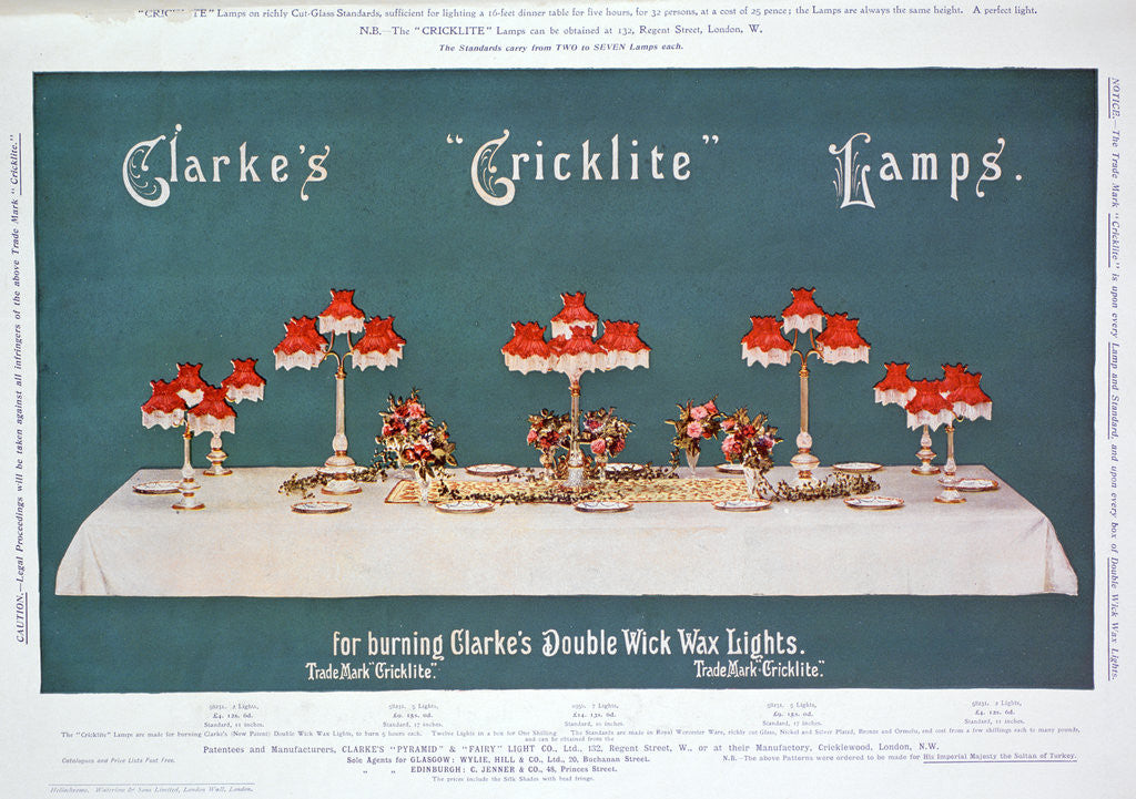 Detail of Advert for Clarke's 'Cricklite' Lamps by Anonymous