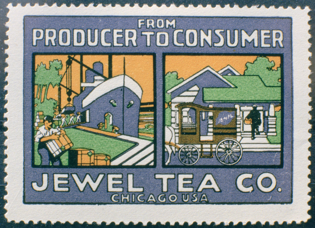 Detail of Label advertising the Jewel Tea Co of Chicago by Anonymous