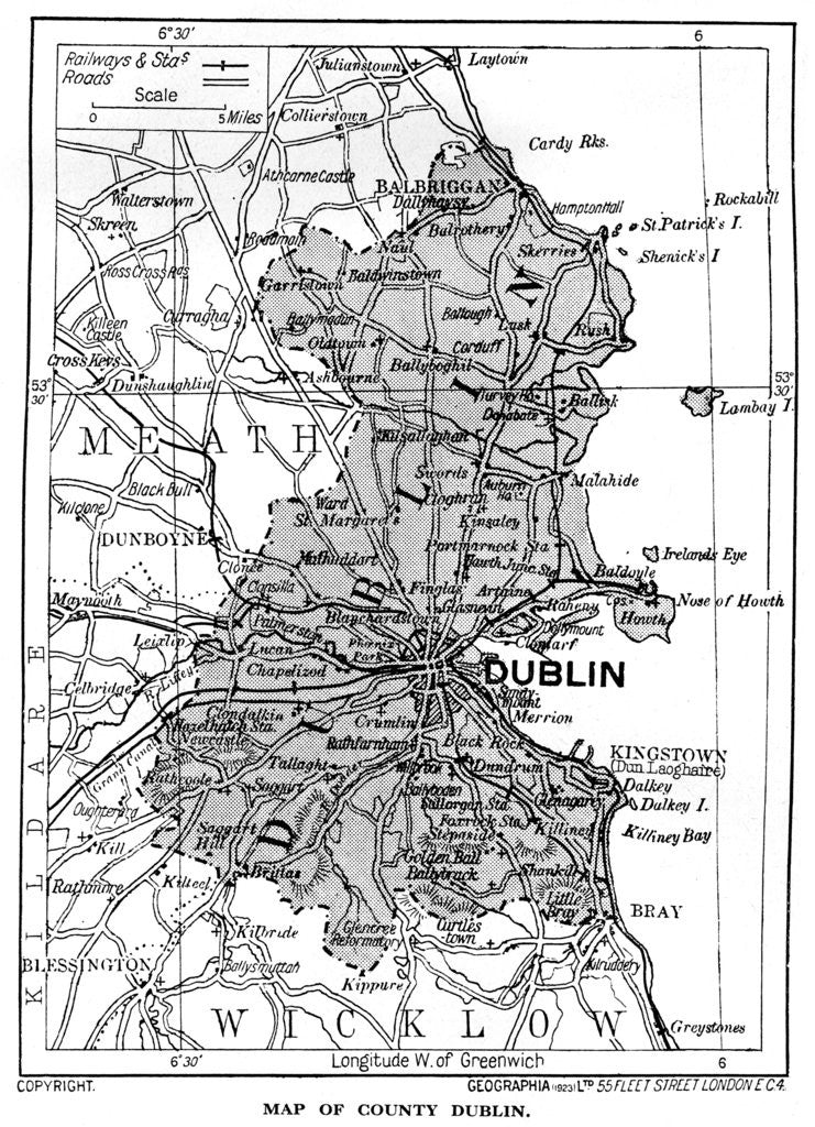 Detail of Map of County Dublin, Ireland by Anonymous