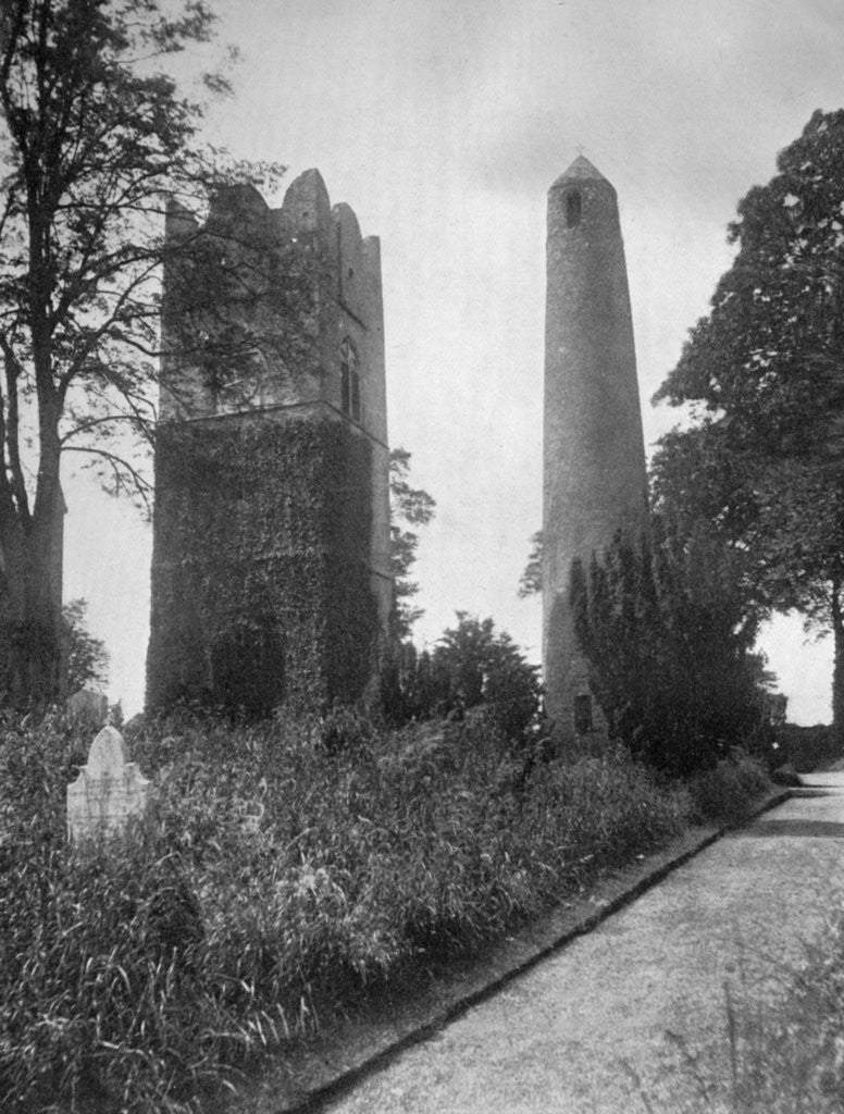 Detail of The Round Tower of Swords, Dublin, Ireland, from the east by Valentine & Sons