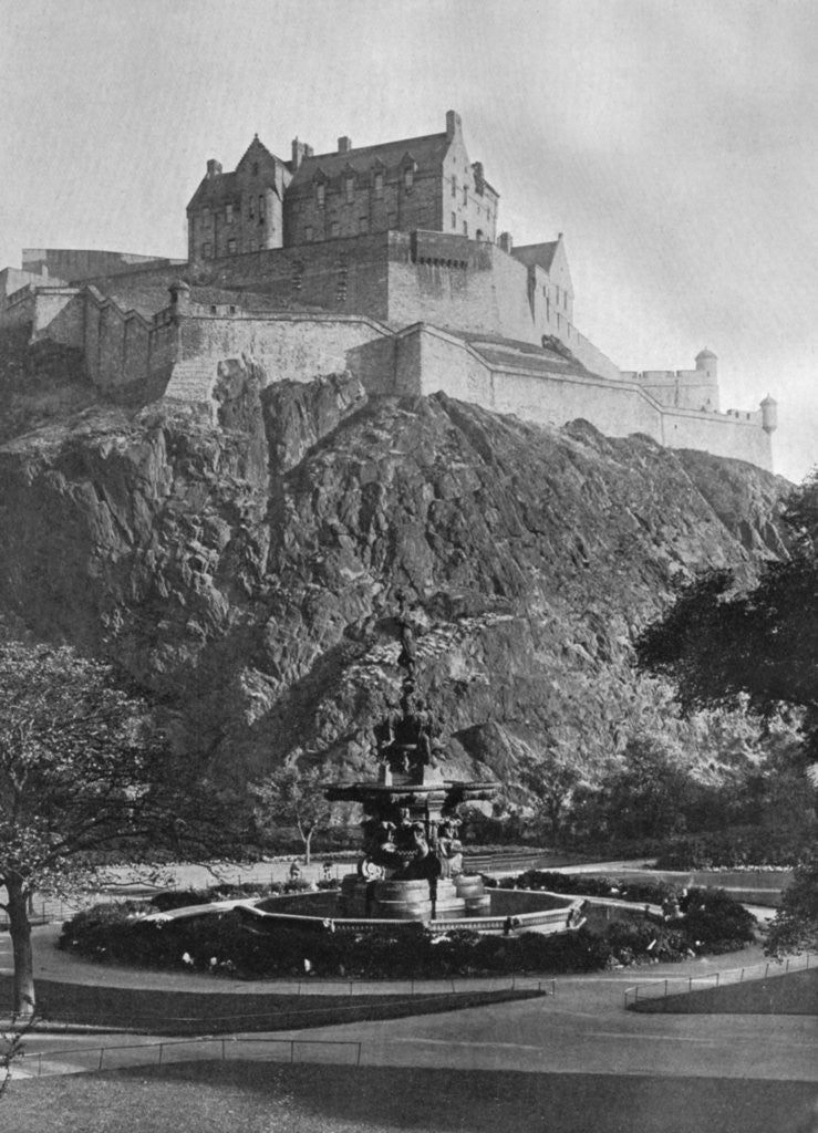 Detail of The Castle and Ross Fountain, Edinburgh by Alfred Hind Robinson
