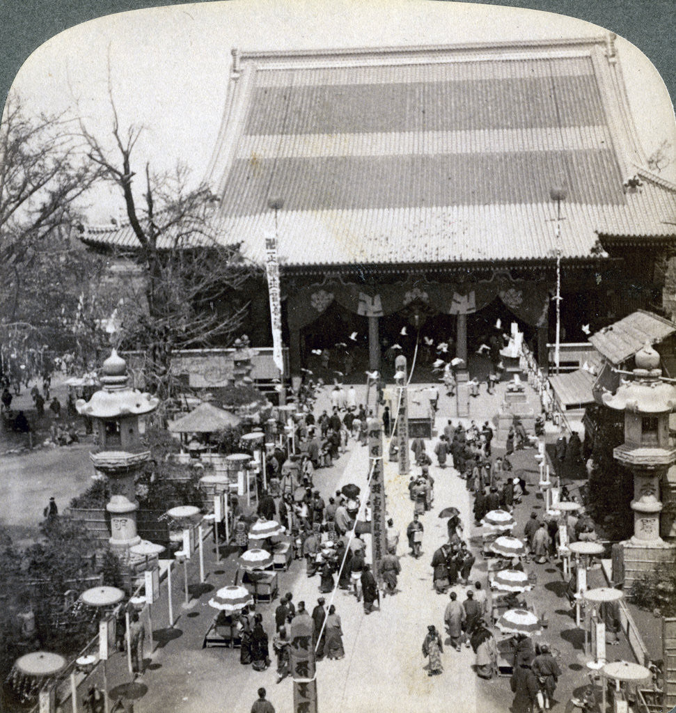 Detail of South front of Asakusa Temple, Tokyo, Japan by Underwood & Underwood