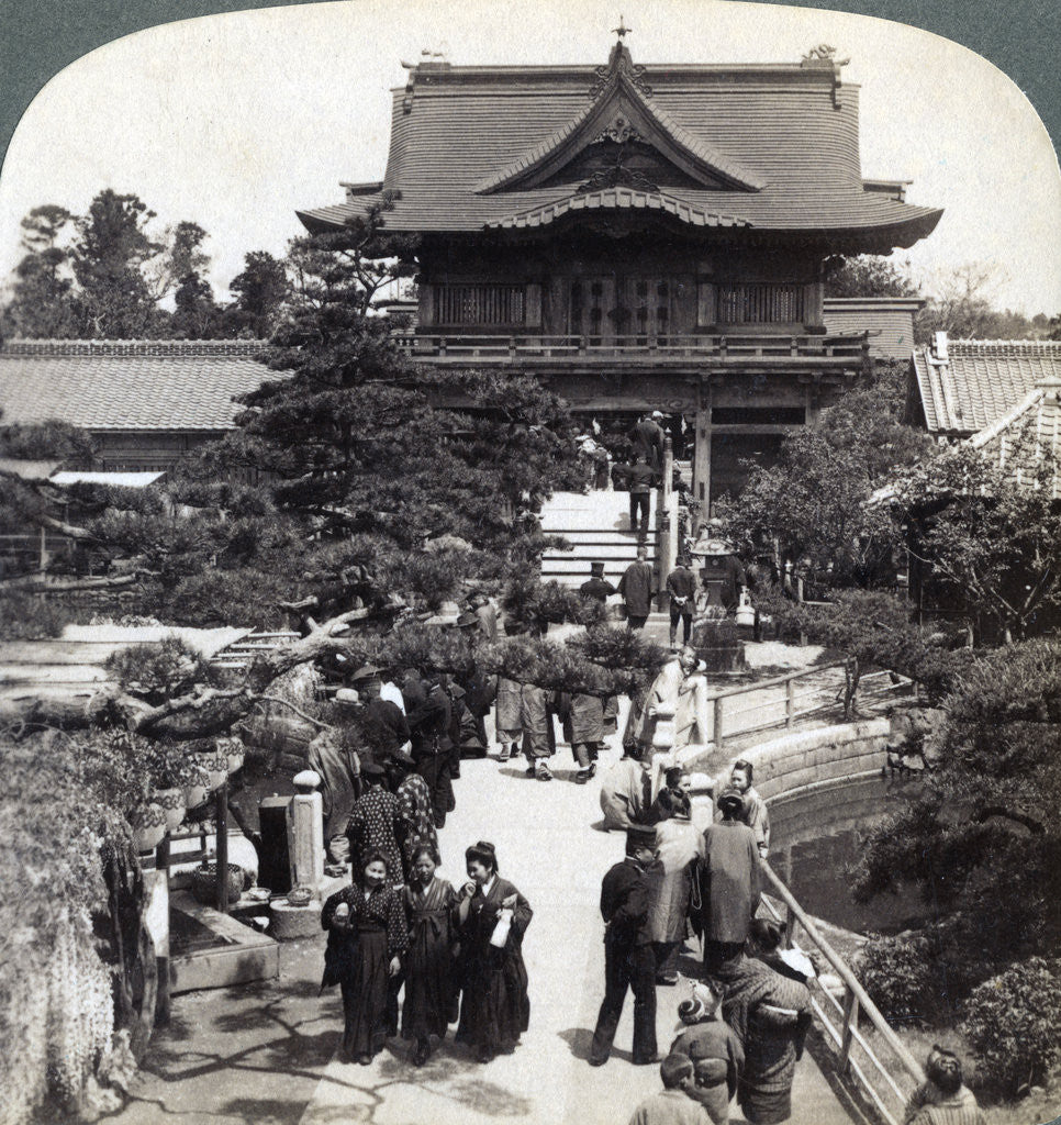 Detail of Main gateway to Kameido Temple, Tokyo, Japan by Underwood & Underwood