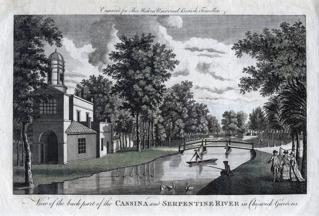 Detail of View of the back part of the Cassina and Serpentine River in Chiswick Gardens by Anonymous