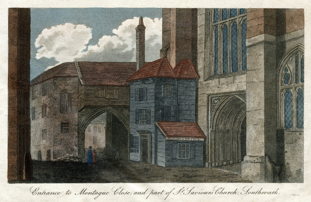Detail of Entrance to Montague Close, and part of St Saviour's Church, Southwark by Anonymous