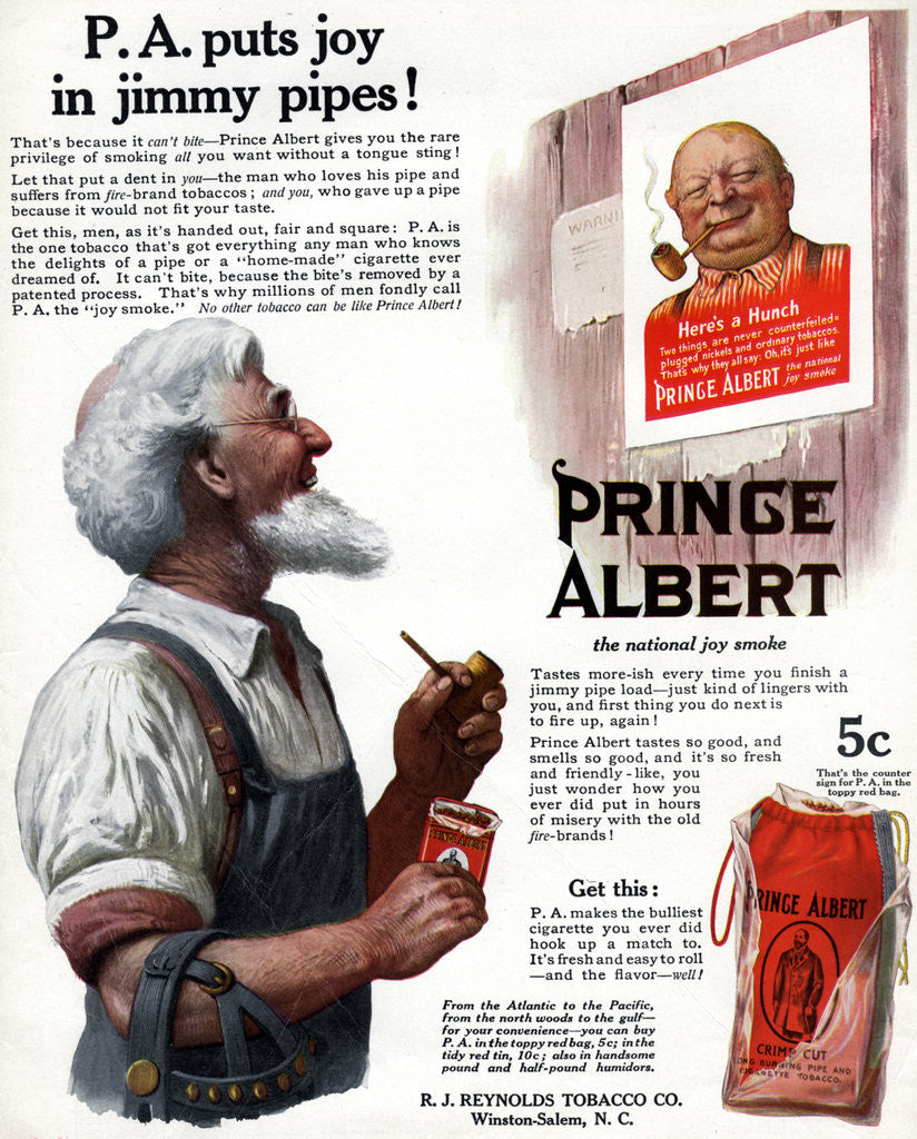 Detail of Advert for Prince Albert pipe tobacco by Anonymous