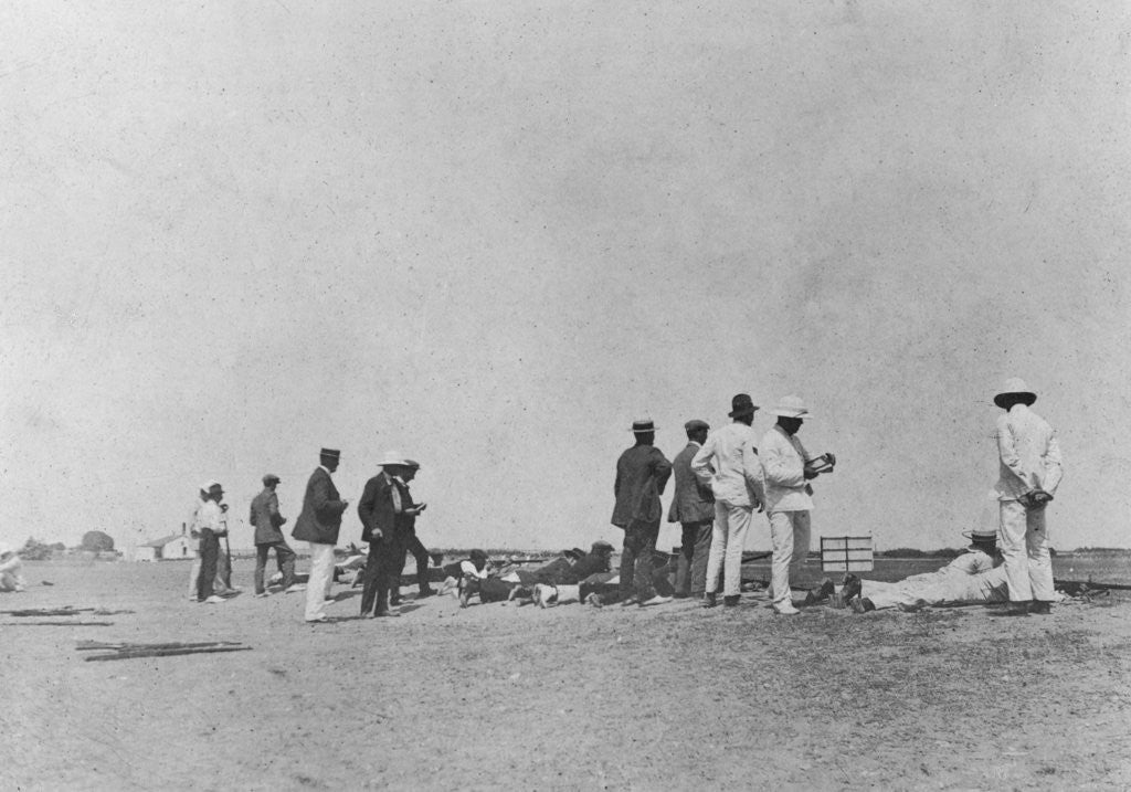 Detail of Men at a rifle range by Anonymous
