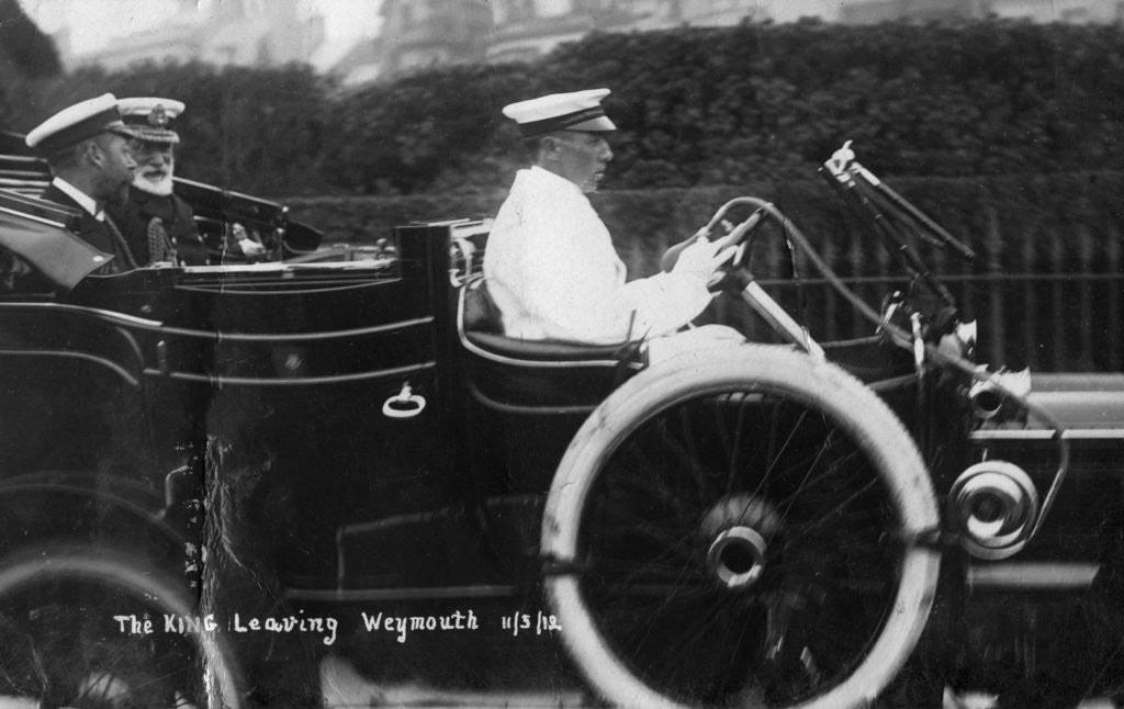 Detail of King George V leaving Weymouth, Dorset, by car by Anonymous