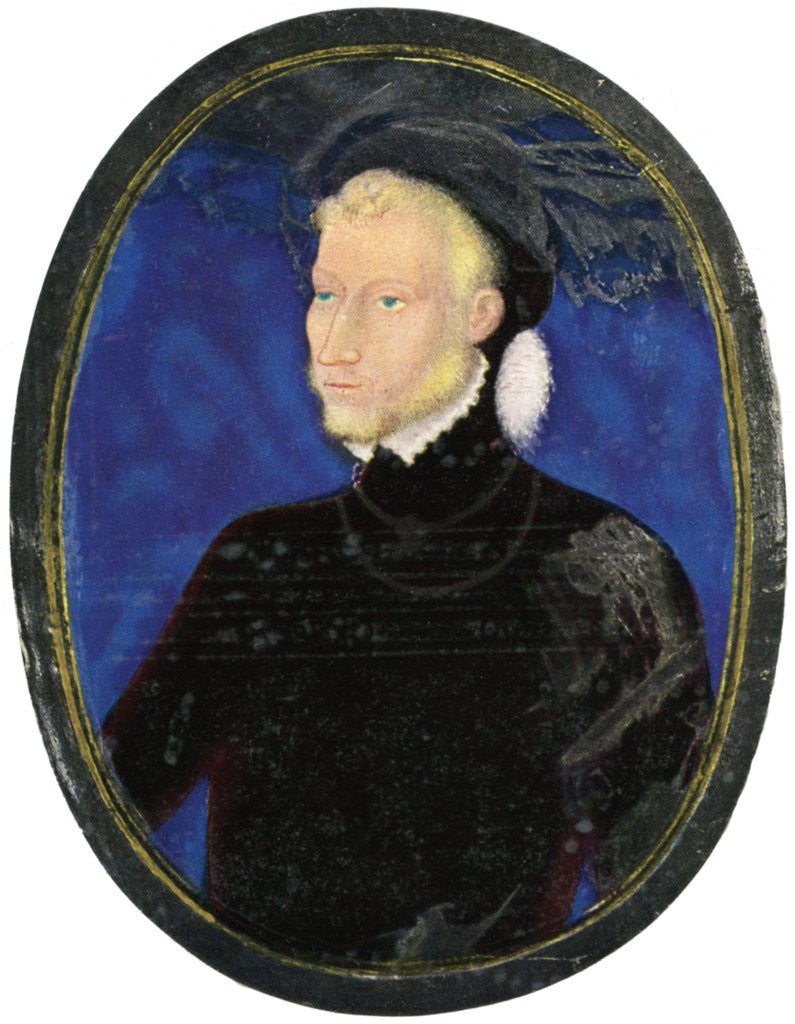 Detail of Portrait of a man, enamel, painted on copper by Leonard Limosin
