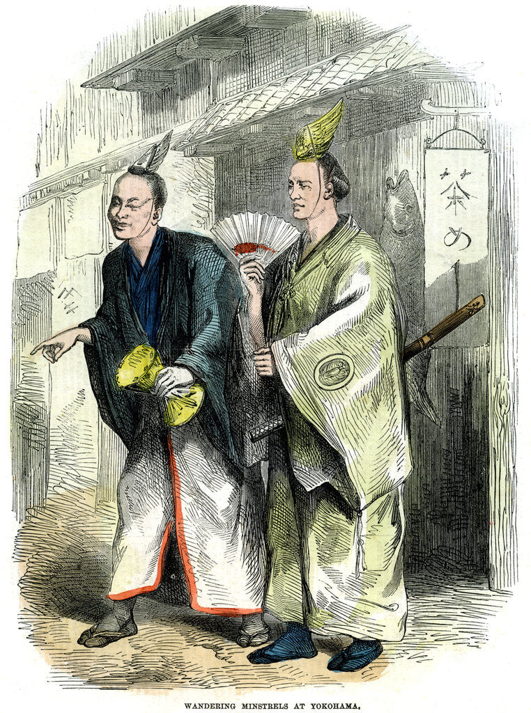 Detail of Wandering minstrels at Yokohama by Anonymous