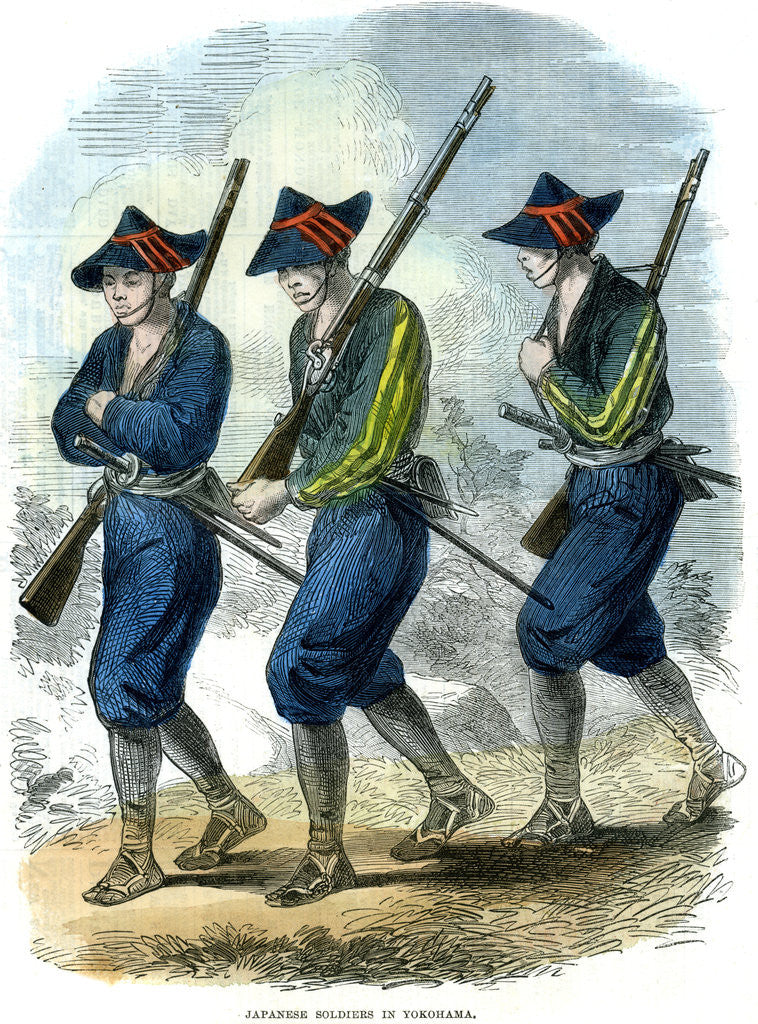 Detail of Japanese soldiers in Yokohama, Japan by Anonymous
