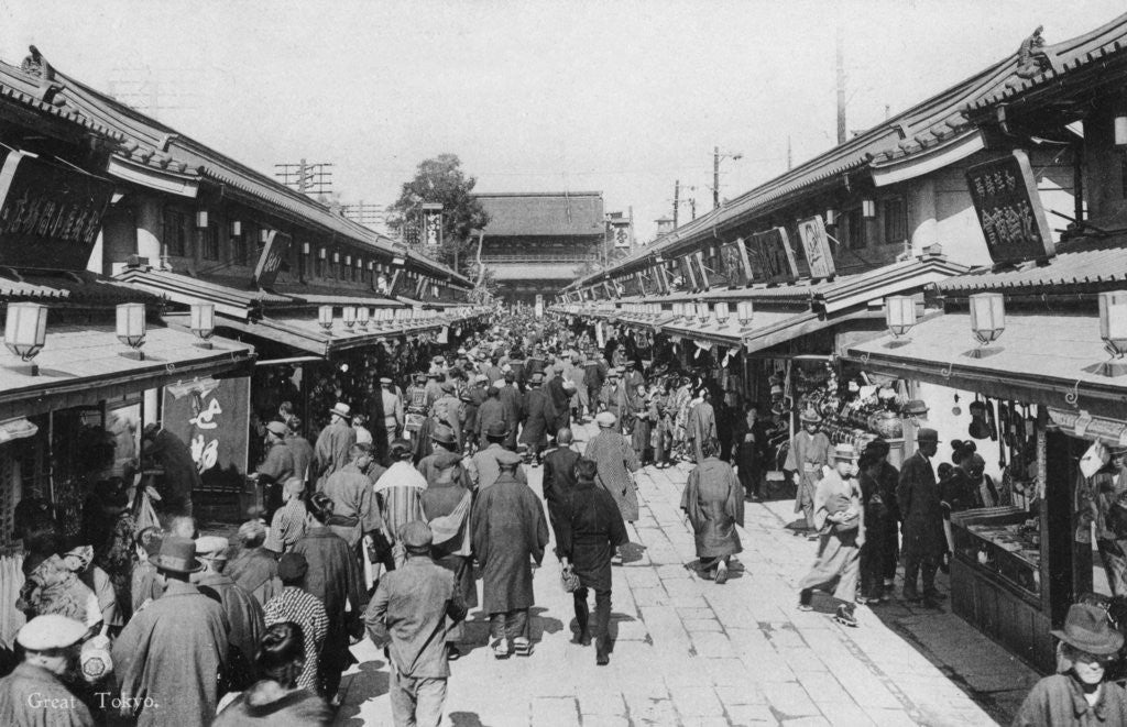 Detail of A row of shops in Asakusa, Tokyo by Anonymous
