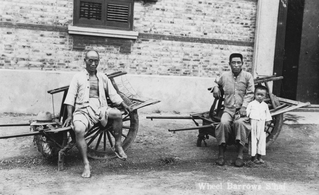Detail of Men with wheelbarrows, Vietnam(?) by Anonymous