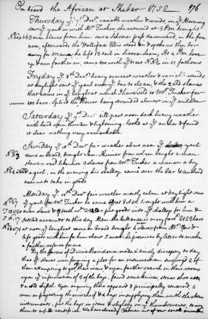 Detail of A page from the journal of John Newton by Anonymous