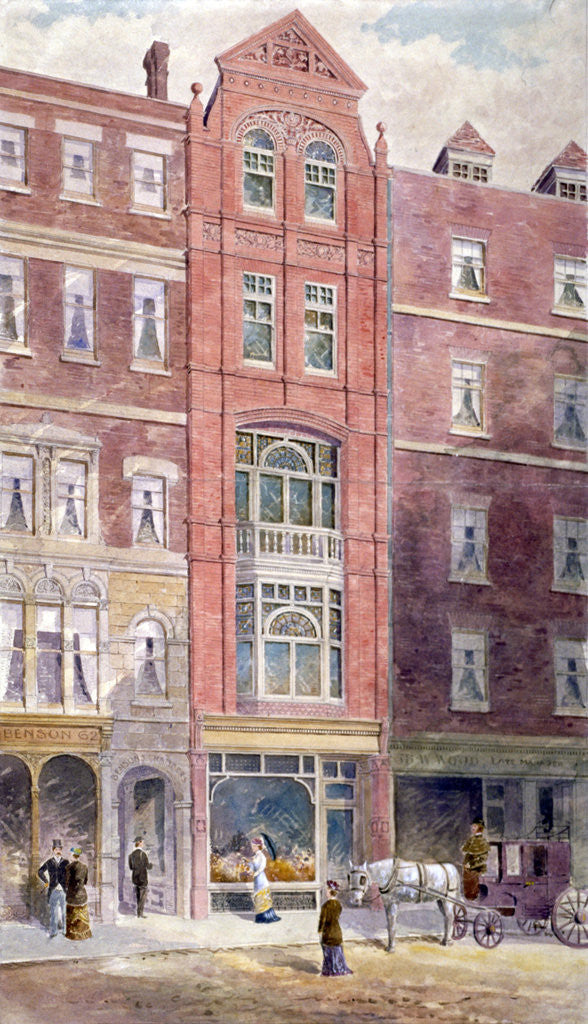 Detail of View of buildings on Ludgate Hill showing figures on the street, City of London by Anonymous