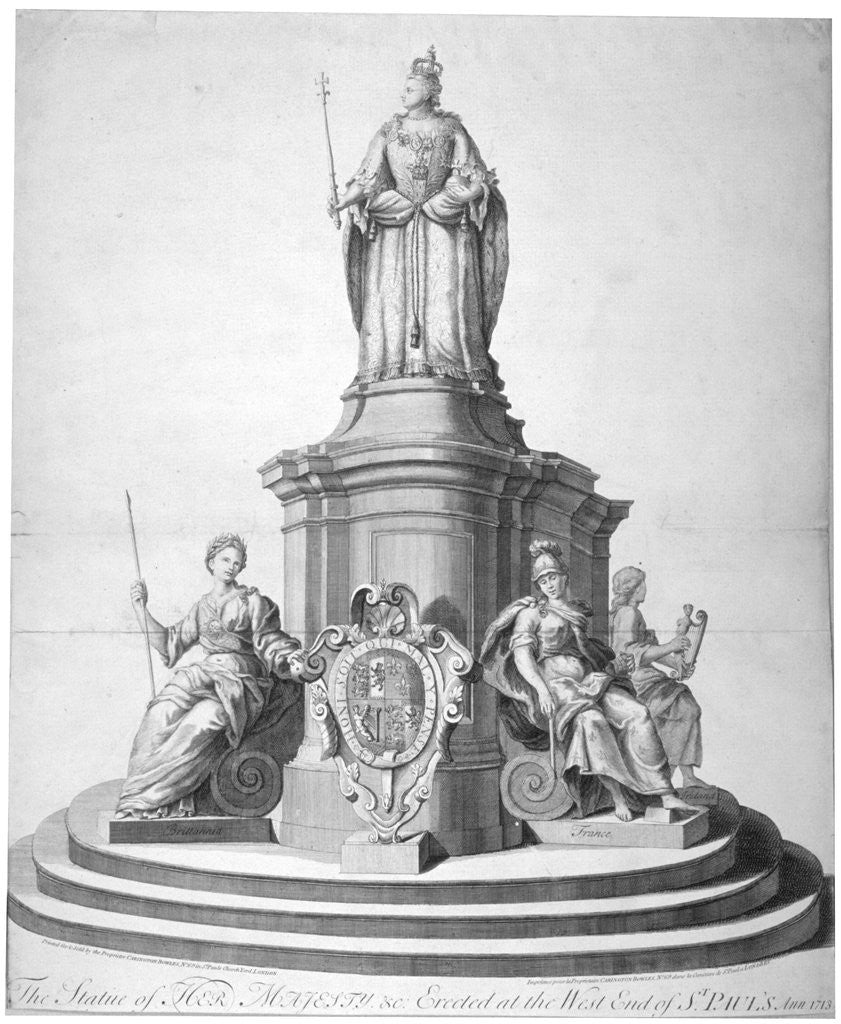 Detail of Statue of Queen Anne erected as a celebration of the completion of St Paul's Cathedral by Anonymous