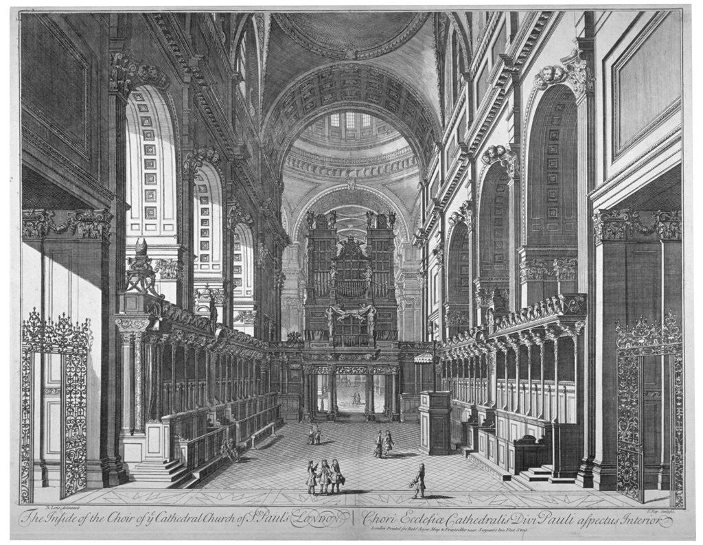 Detail of Interior view of St Paul's Cathedral, City of London by Johannes Kip