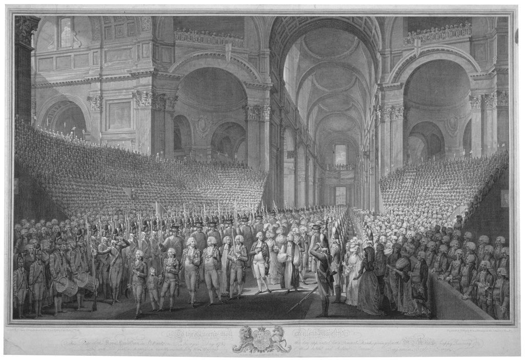Detail of Service of thanksgiving in St Paul's Cathedral, City of London, 1789 (1793) by James Neagle