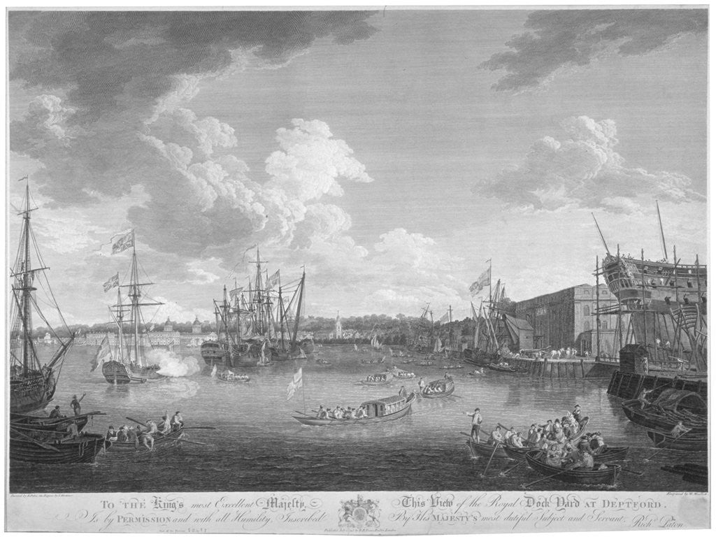 Detail of View of the Royal Dockyard, Deptford, London by W Woollett