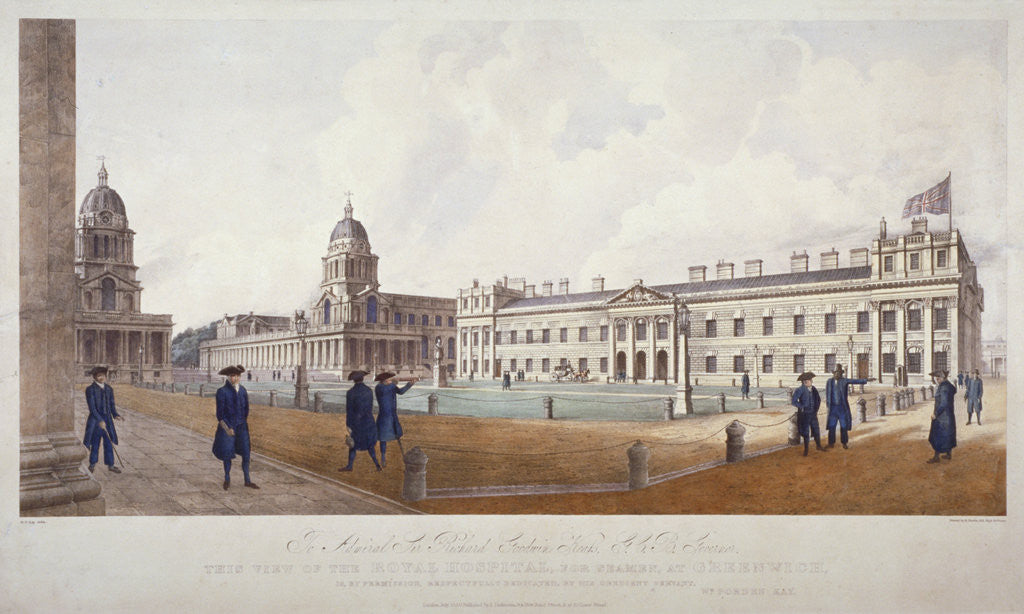 Detail of View of Greenwich Hospital with residents in the foreground, London by Anonymous