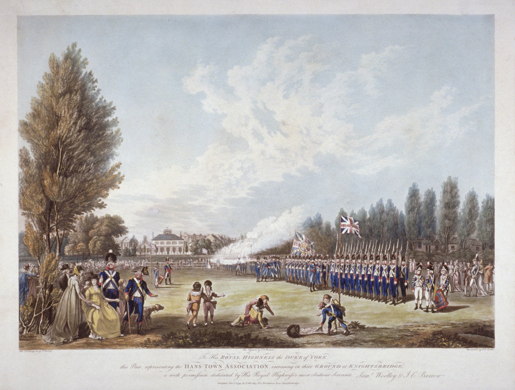 Detail of The Hans-Town Association exercising at their ground in Knightsbridge, London by Joseph Constantine Stadler