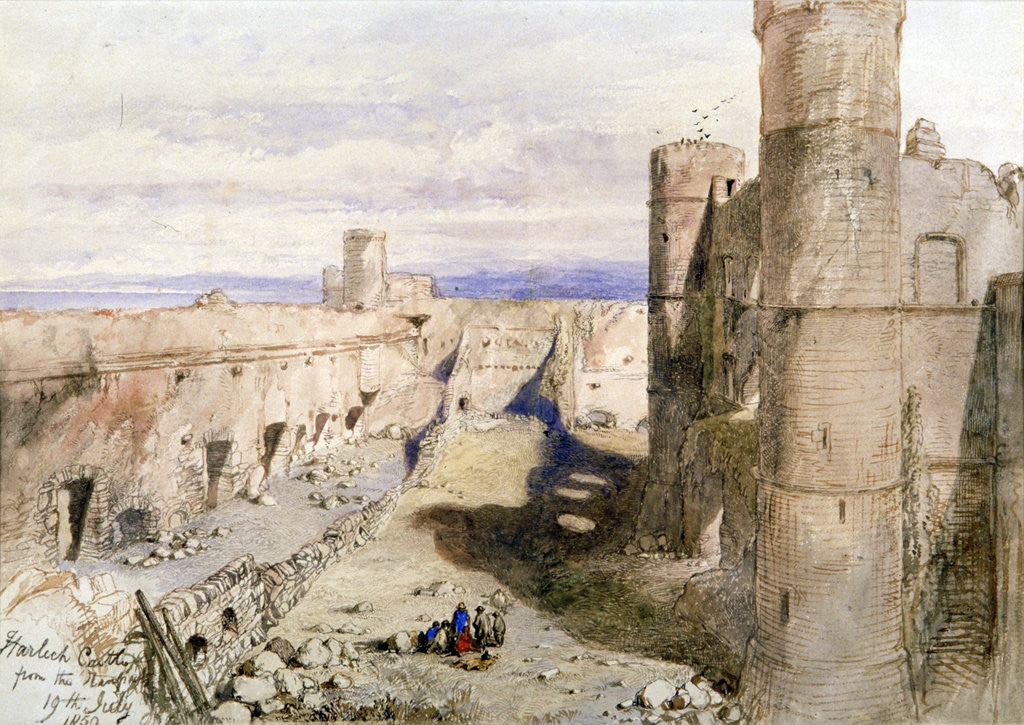 Detail of Harlech Castle from the ramparts by Sir John Gilbert