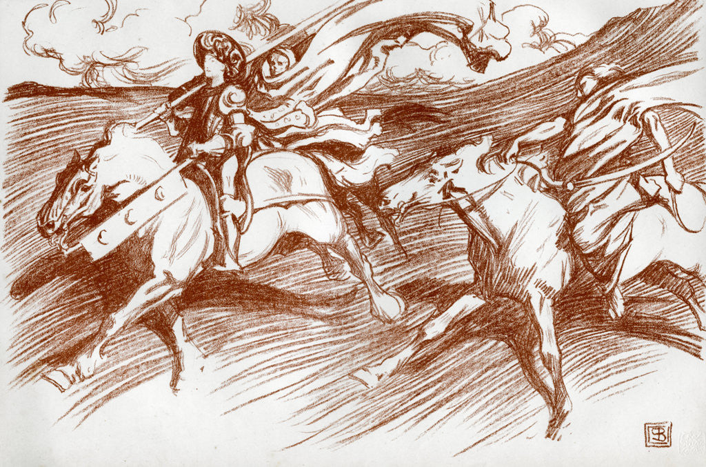 Detail of The Knight and his Companions by Byam Shaw