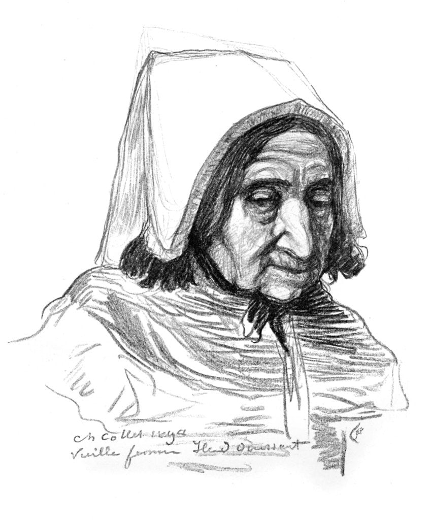 Detail of Study of an old woman's head by Charles Cottet