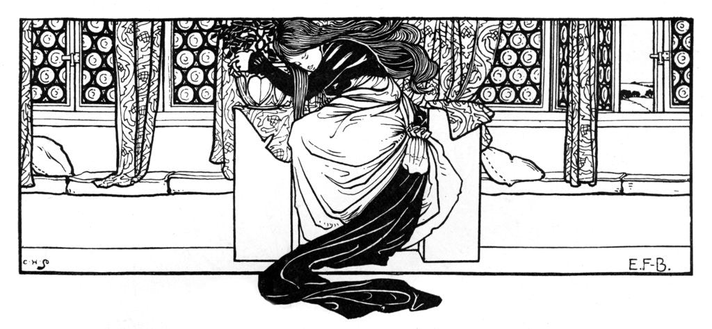 Detail of A woman sleeping in a chair by Eleanor Fortescue-Brickdale