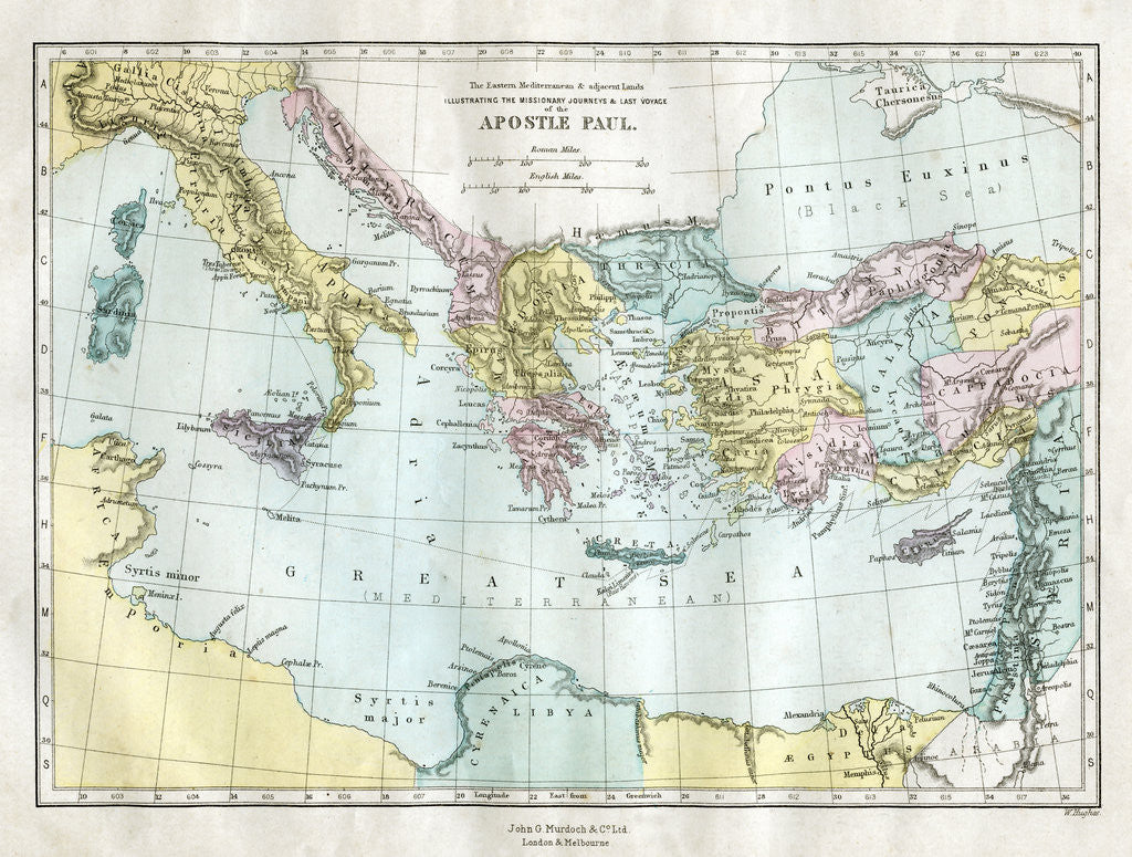 Detail of The missionary journeys and last voyage of the Apostle Paul by W Hughes