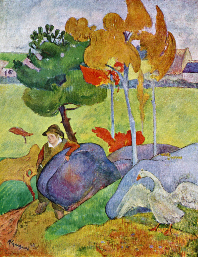 Detail of Little Breton Boy with a Goose by Paul Gauguin