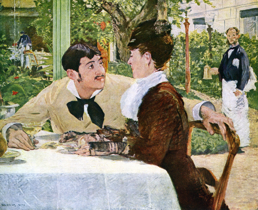 Detail of The Garden of Pere Lathuille by Edouard Manet