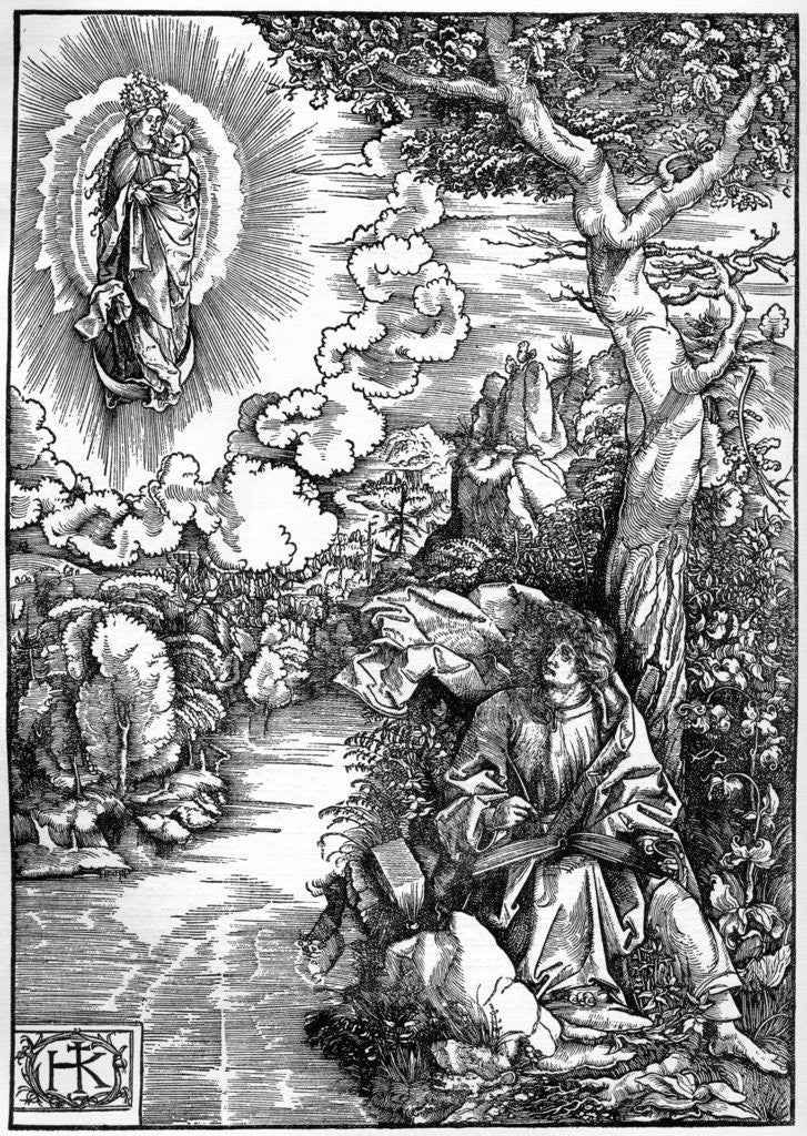 Detail of St John in Patmos by Hans von Kulmbach