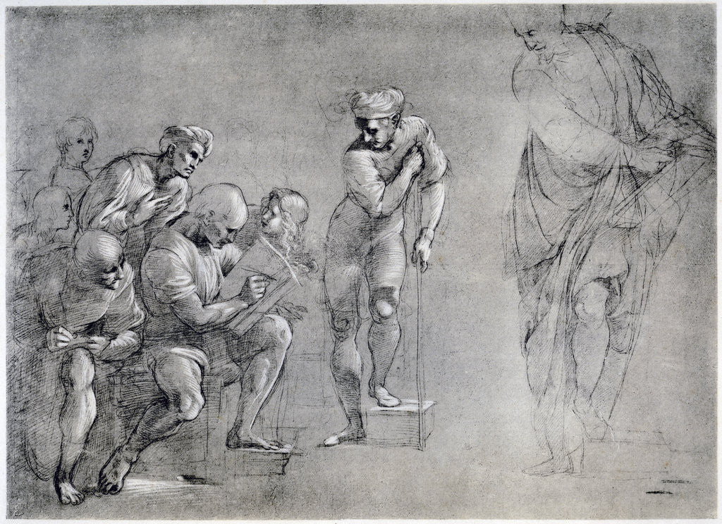 Detail of Pythagoras (580-500 BC), drawing for the 'School of Athens' by Raphael
