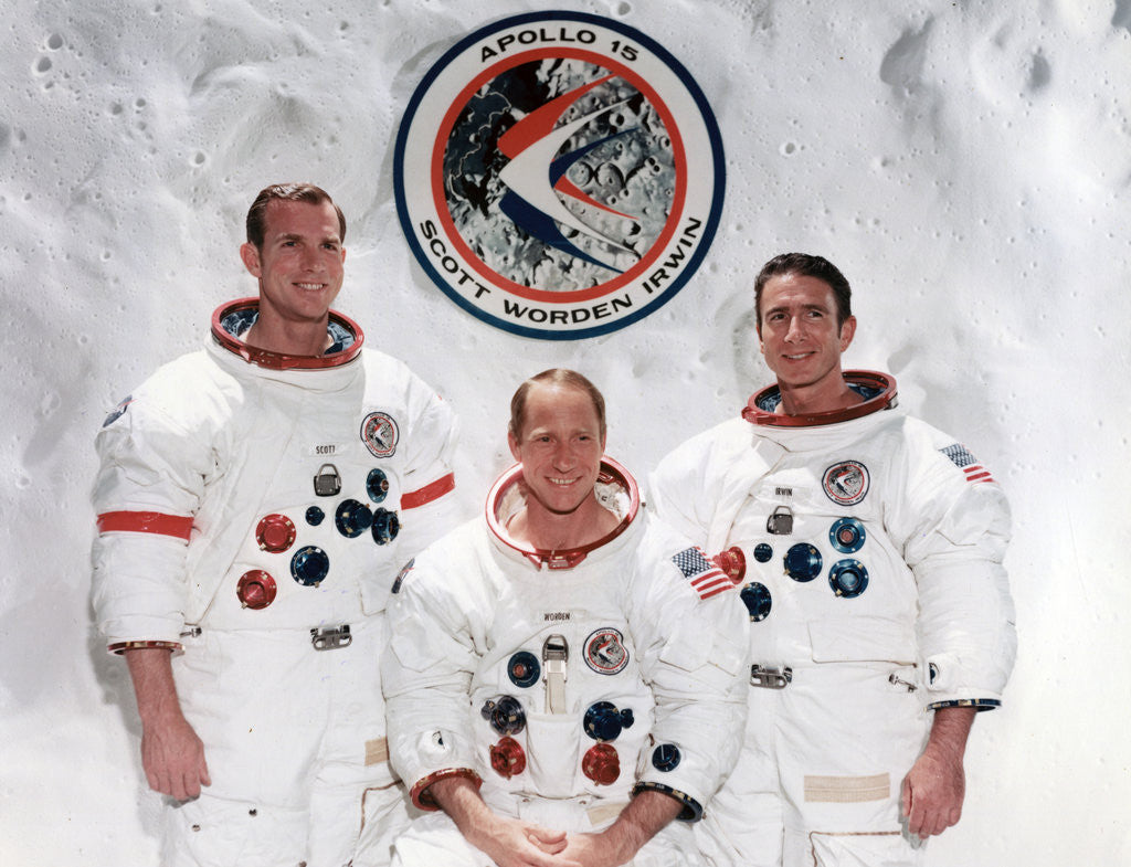 Detail of The crew of the Apollo 15 Mission at the Manned Spacecraft Centre, Houston, Texas by NASA