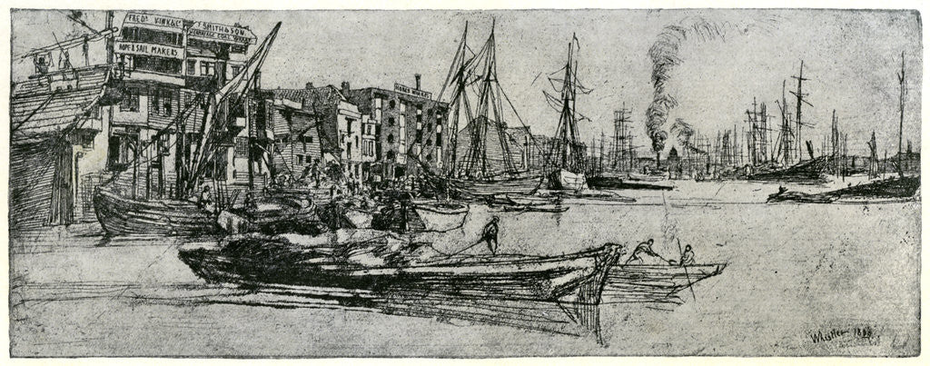 Detail of Thames Warehouse by James Abbott McNeill Whistler