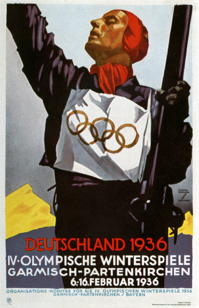 Detail of Poster for the 1936 Winter Olympic Games in Garmisch-Partenkirchen, Germany by Ludwig Hohlwein