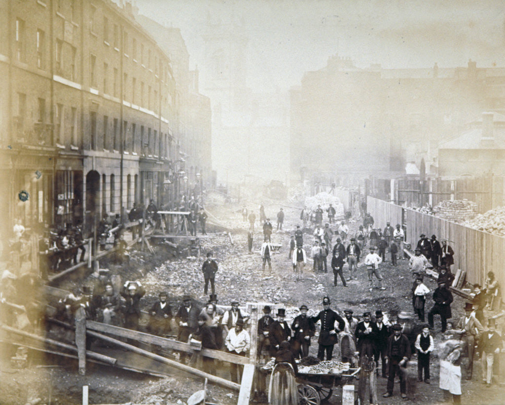 Detail of Road widening works in Shoe Lane, City of London by Henry Dixon