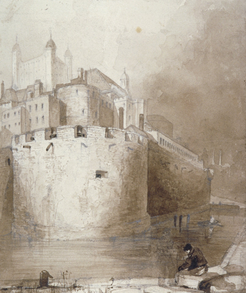 Detail of View of the Tower of London from the moat by Anonymous