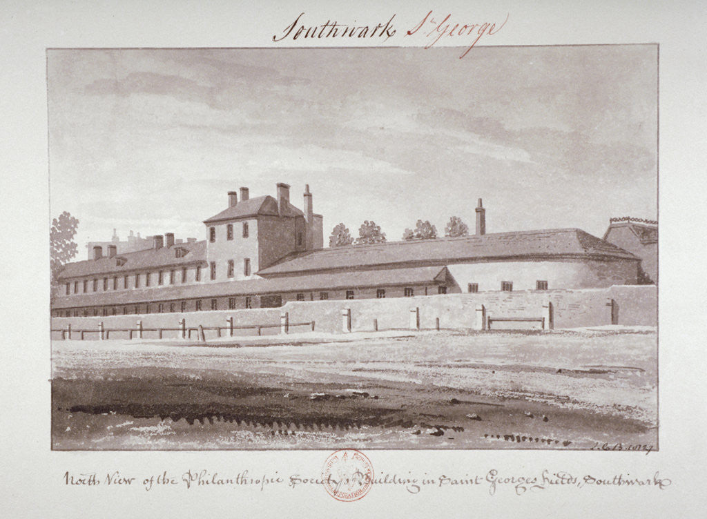 Detail of North view of the Philanthropic Society Institution on London Road, Southwark, London by John Chessell Buckler