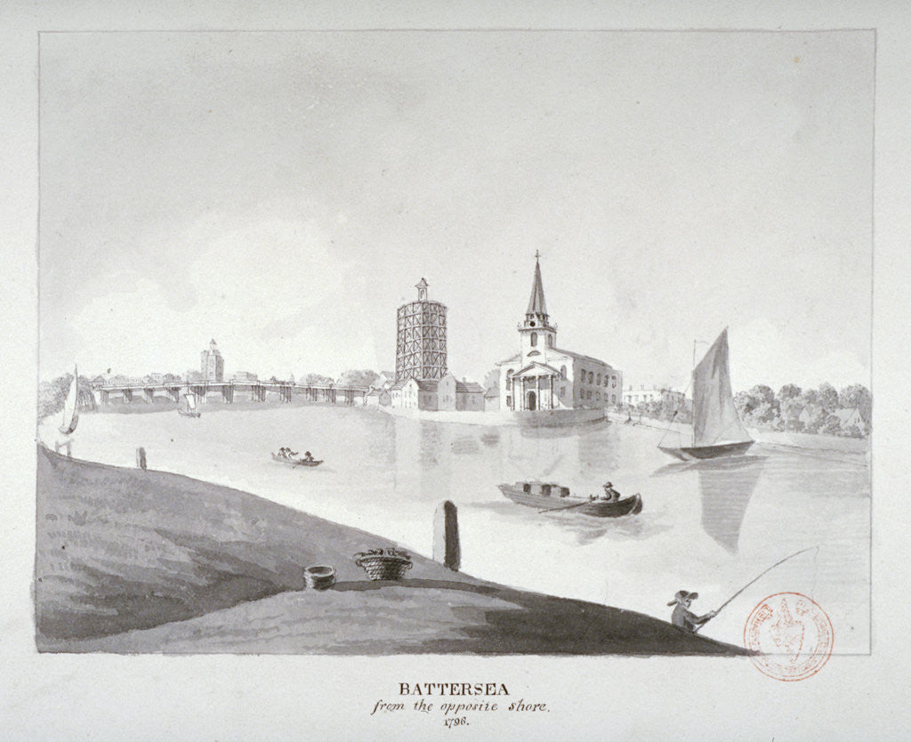 Detail of View of Battersea from across the River Thames, London by Anonymous