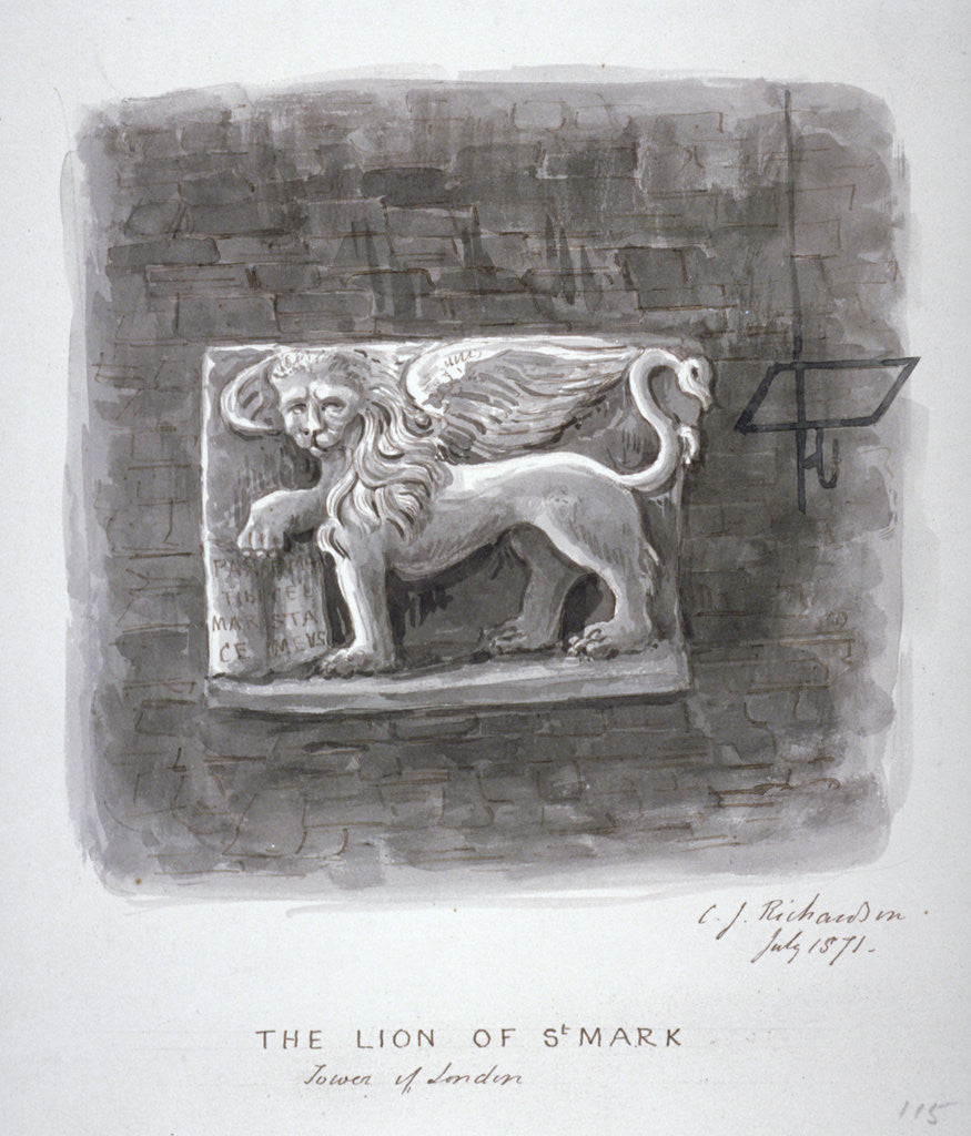 Detail of The Lion of St Mark, Tower of London by Charles James Richardson