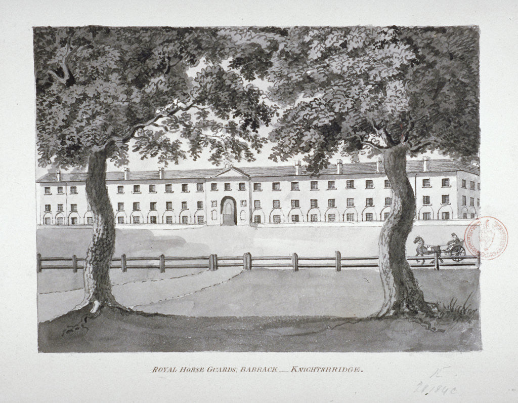 Detail of View of the Royal Horse Guards Barracks, Knightsbridge, Westminster, London by Anonymous